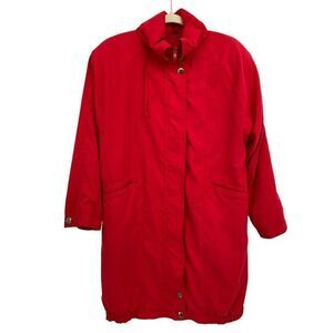 London Fog Vintage Lightweight Coat With Hood Red Small‎